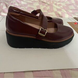 Women's Burgundy Platform Mary Jane Shoes